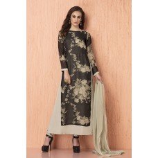 CTL-109 BLACK GEORGETTE, CHIFFON AND AMERICAN CRAPE PRINTED READY MADE SUIT